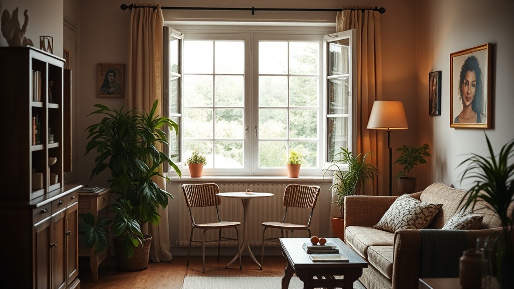 Fenster mit Außenjalousie und geöffnetem Flügel zur Nachtlüftung